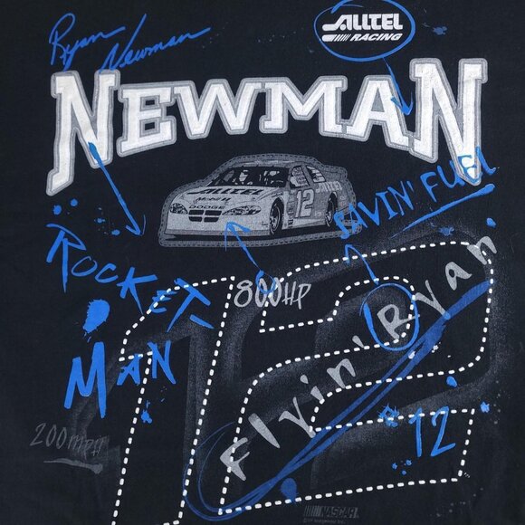 Vintage 00s Y2K Chase Authentics Ryan Newman Nascar Racing faded black shirt - Picture 2 of 5
